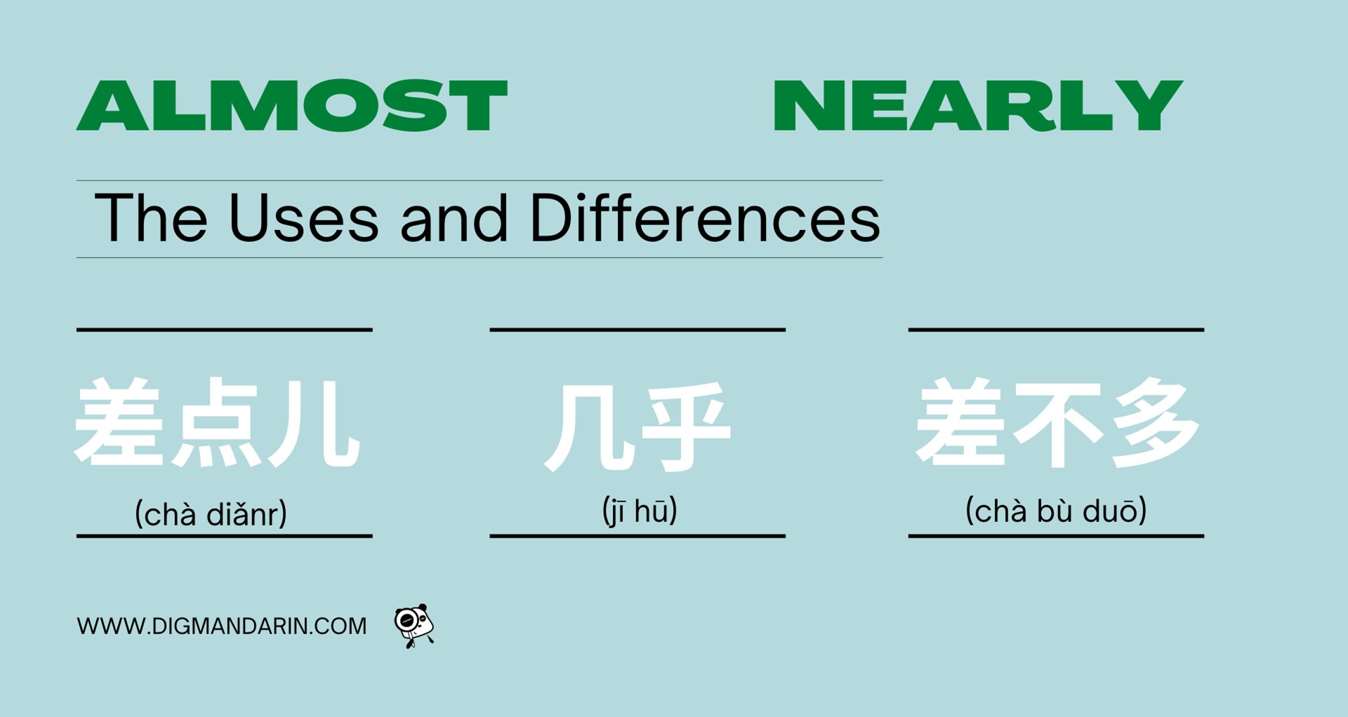 “Almost” The Same – A Comparison of 差点儿, 几乎, and 差不多